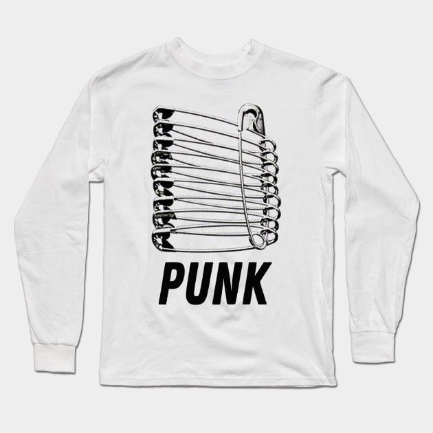 Punk #2 - Safety Pin Typography Design Long Sleeve T-Shirt by DankFutura